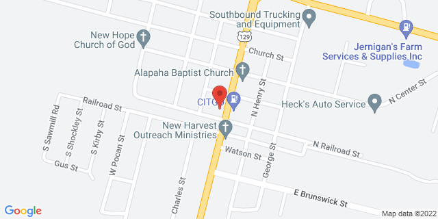 22261 Main St, Alapaha, Georgia, GA, 31622-9998 Map