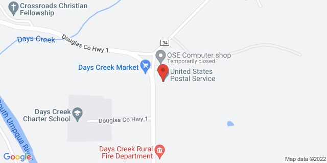 11286 Tiller Trail Hwy, Days Creek, Oregon, OR, 97429-9756 Map