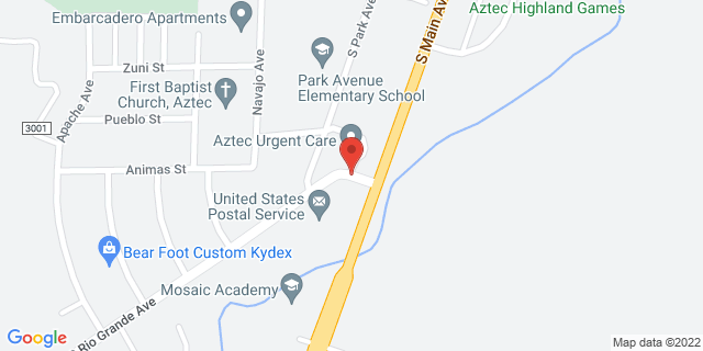 601 S Rio Grande Ave, Aztec, New Mexico, NM, 87410-9998 Map