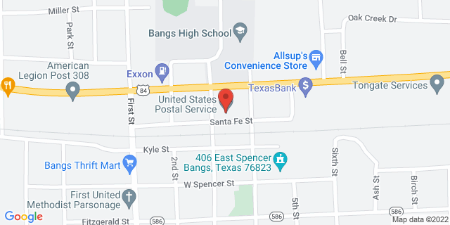 300 E Santa Fe St, Bangs, Texas, TX, 76823-9998 Map