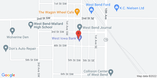 315 S Broadway Ave, West Bend, Iowa, IA, 50597-7746 Map