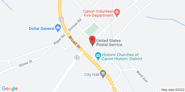 46 Depot St, Canon, Georgia, GA, 30520-9997 Map