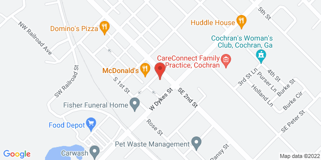 105 N 2Nd St, Cochran, Georgia, GA, 31014-9998 Map