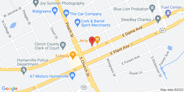 57 E Dame Ave, Homerville, Georgia, GA, 31634-9998 Map