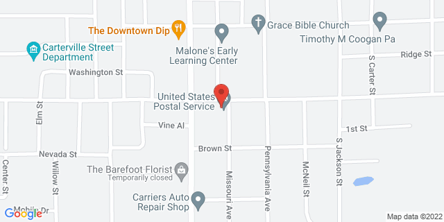 101 E Grand Ave, Carterville, Illinois, IL, 62918-9998 Map