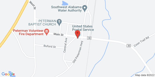 885 Old Peterman Hwy, Peterman, Alabama, AL, 36471-4114 Map