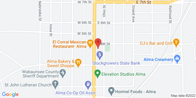 320 Missouri Ave, Alma, Kansas, KS, 66401-9998 Map