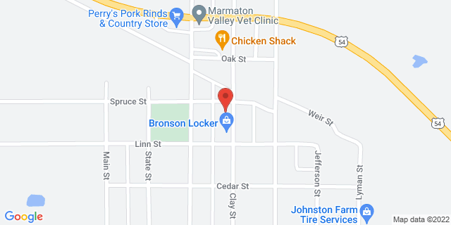 520 Clay St, Bronson, Kansas, KS, 66716-9998 Map