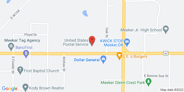 220 W Carl Hubbell Blvd, Meeker, Oklahoma, OK, 74855-9998 Map