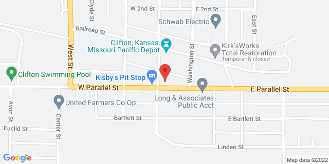 101 E Parallel St, Clifton, Kansas, KS, 66937-9998 Map