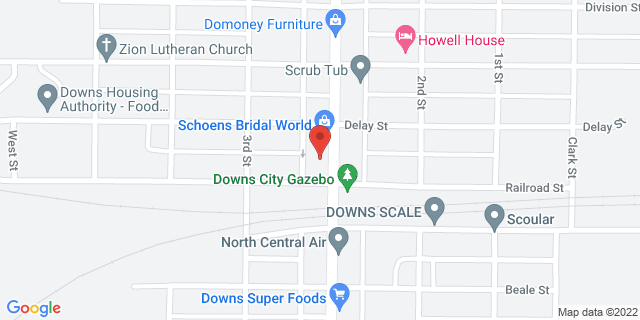 808 Morgan Ave, Downs, Kansas, KS, 67437-9998 Map