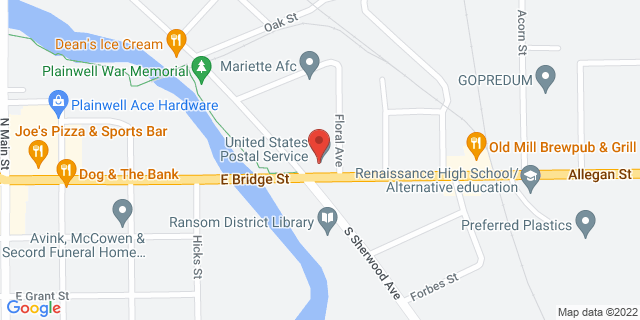 457 E Bridge St, Plainwell, Michigan, MI, 49080-9998 Map