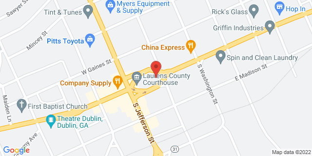 100 N Franklin St Rm 103, Dublin, Georgia, GA, 31021-6756 Map