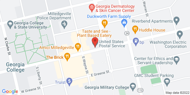 118 E Hancock St Lbby, Milledgeville, Georgia, GA, 31061-9998 Map