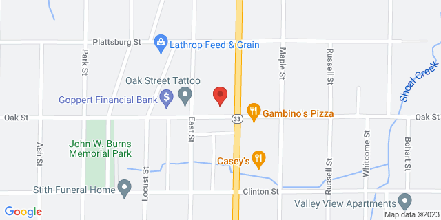 606 Oak St, Lathrop, Missouri, MO, 64465-9998 Map