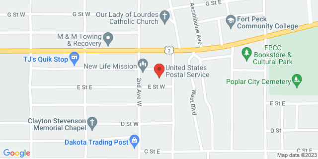 105 E St W, Poplar, Montana, MT, 59255-9998 Map