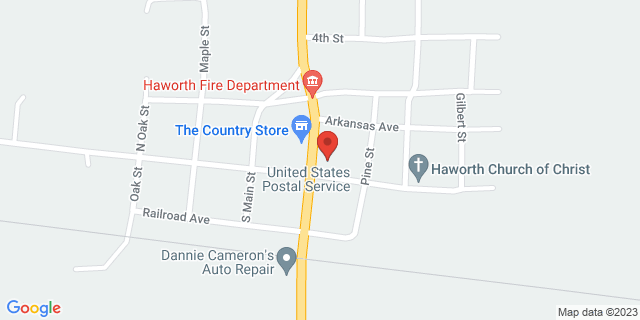 100 N Elm St, Haworth, Oklahoma, OK, 74740-9998 Map