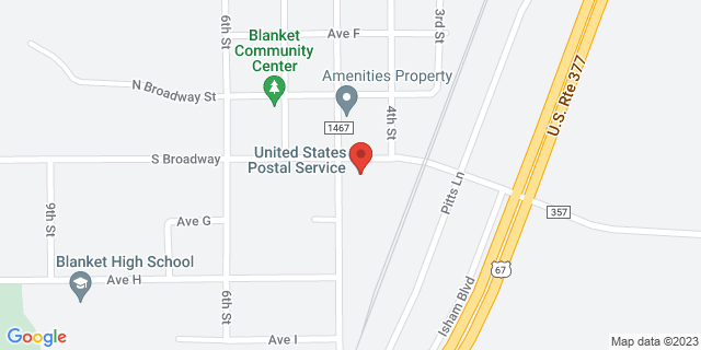 801 Main St, Blanket, Texas, TX, 76432-9998 Map