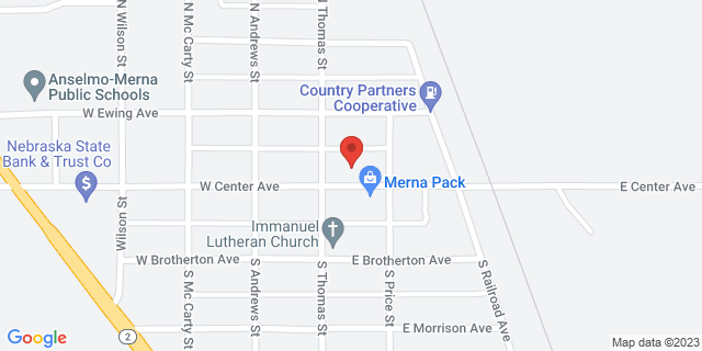 100 Center Ave, Merna, Nebraska, NE, 68856-9783 Map