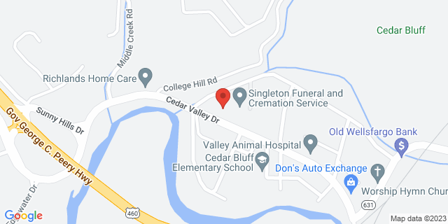 1126 Cedar Valley Dr, Cedar Bluff, Virginia, VA, 24609-9998 Map