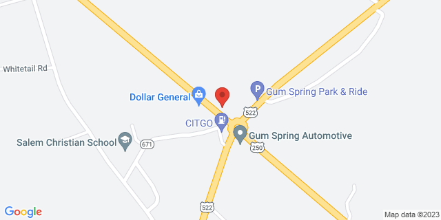 3250 Broad Street Rd, Gum Spring, Virginia, VA, 23065-9998 Map