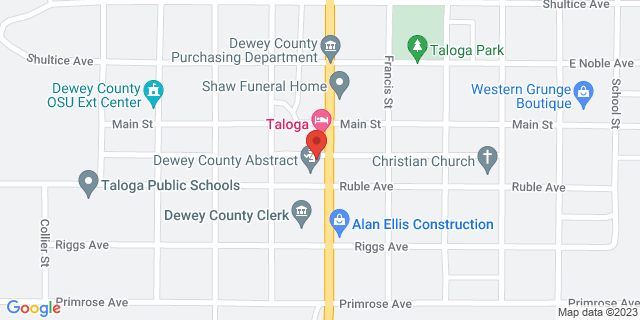 119 S Broadway St, Taloga, Oklahoma, OK, 73667-9998 Map