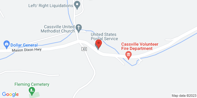 778 Mason Dixon Hwy, Cassville, West Virginia, WV, 26527-9998 Map