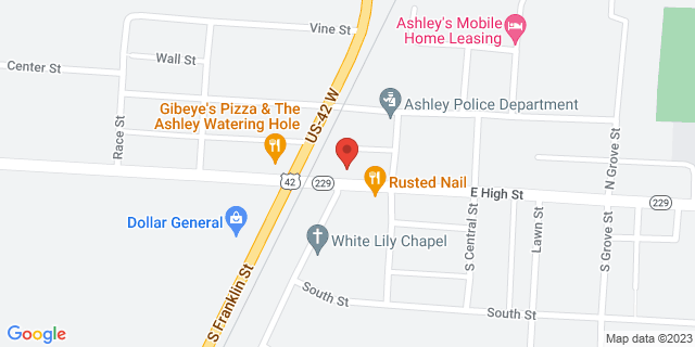 100 E High St, Ashley, Ohio, OH, 43003-9002 Map