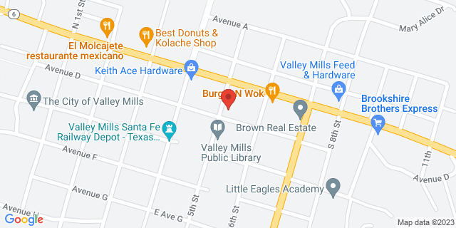 501 Avenue D, Valley Mills, Texas, TX, 76689-9998 Map