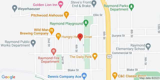 406 Duryea St, Raymond, Washington, WA, 98577-9998 Map