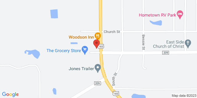 105 Highway 183 N, Woodson, Texas, TX, 76491-9998 Map