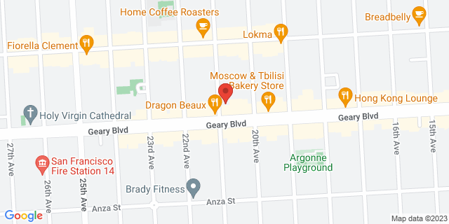 5654 Geary Blvd, San Francisco, California, CA, 94121-9991 Map